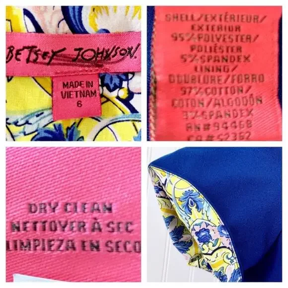 Betsey Johnson Dress V-Neck Blue Empire Waist A-Line Short Sleeve Women's Size 6 - Picture 9 of 12